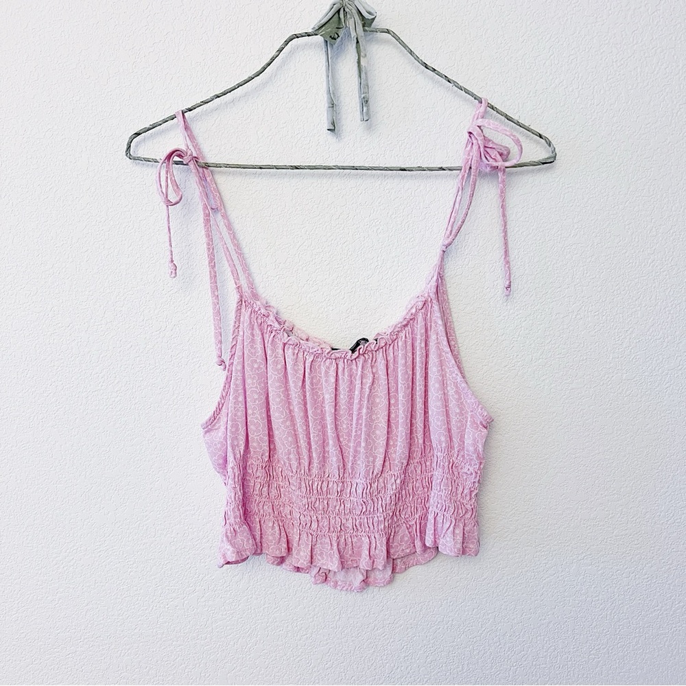 Kendall & Kylie Floral Pink Smocked Tank